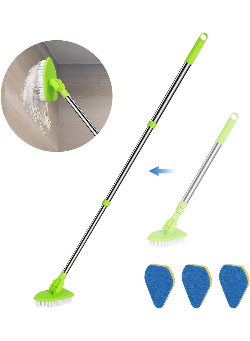 Bukela 2-in-1 Scrub Cleaning Brush,37” Extendable Handle,1 Stiff Bristle,3 Sponge Brushes - Image 1