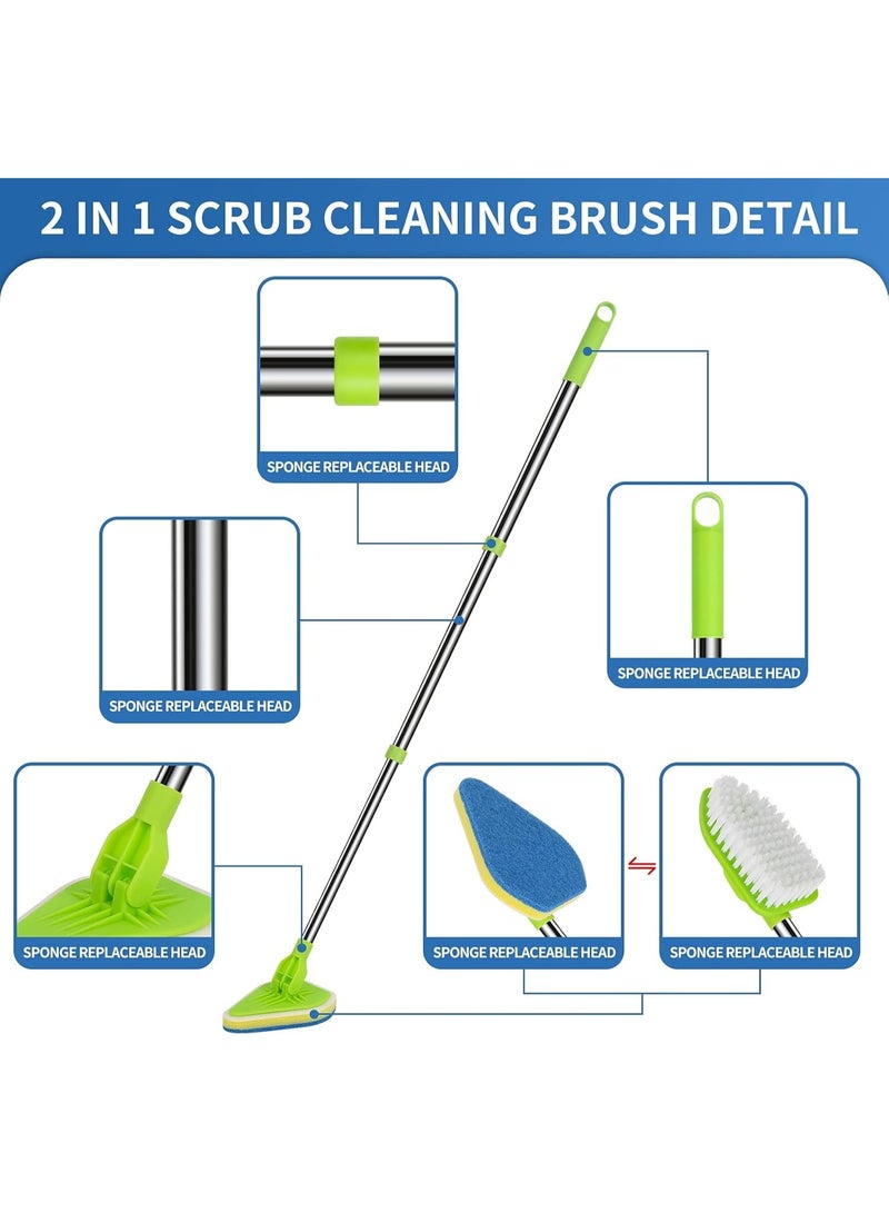 Bukela 2-in-1 Scrub Cleaning Brush,37” Extendable Handle,1 Stiff Bristle,3 Sponge Brushes - Image 4
