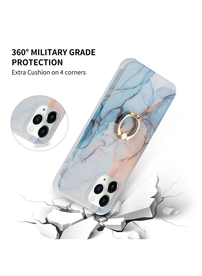 Zaboon Case For iPhone 13 Pro Max For iPhone 13 Pro Max Four Corners Shocproof Flow Gold Marble IMD Back Cover Case with Metal Rhinestone Ring - Image 5