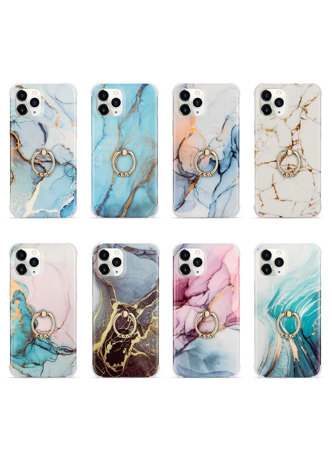 Zaboon Case For iPhone 13 Pro Max For iPhone 13 Pro Max Four Corners Shocproof Flow Gold Marble IMD Back Cover Case with Metal Rhinestone Ring - Image 2