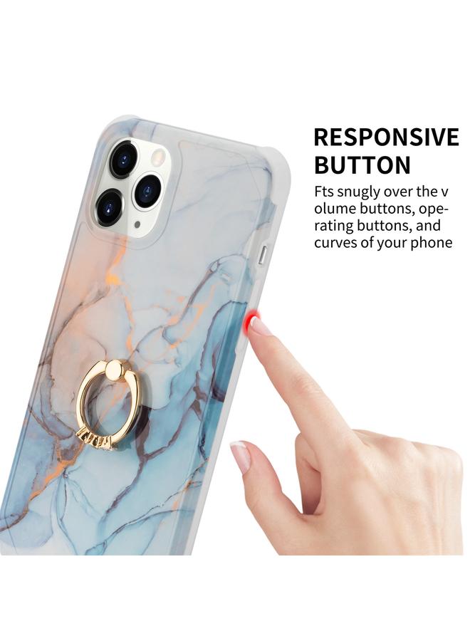 Zaboon Case For iPhone 13 Pro Max For iPhone 13 Pro Max Four Corners Shocproof Flow Gold Marble IMD Back Cover Case with Metal Rhinestone Ring - Image 4