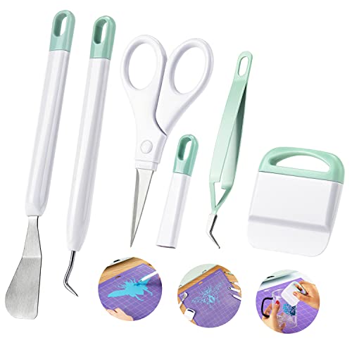 Ecraft Vinyl Weeding Tool Set: Vinyl Weeding Craft Basic kit 5 Pieces Including Tweezers & Spatula & Weeders & Scraper & Scissor for cricut/Silhouettes/Cameos/Weeding Vinyl/Splicing - Image 1