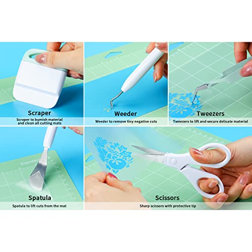 Ecraft Vinyl Weeding Tool Set: Vinyl Weeding Craft Basic kit 5 Pieces Including Tweezers & Spatula & Weeders & Scraper & Scissor for cricut/Silhouettes/Cameos/Weeding Vinyl/Splicing - Image 3