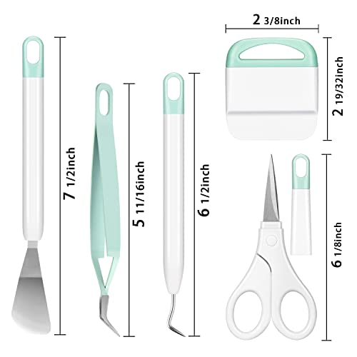Ecraft Vinyl Weeding Tool Set: Vinyl Weeding Craft Basic kit 5 Pieces Including Tweezers & Spatula & Weeders & Scraper & Scissor for cricut/Silhouettes/Cameos/Weeding Vinyl/Splicing - Image 2