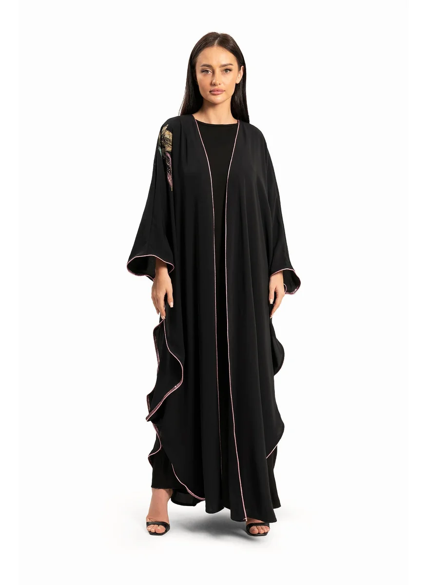 وي كرييت Women Black with Colorful Floral Design Abaya By WECRE8