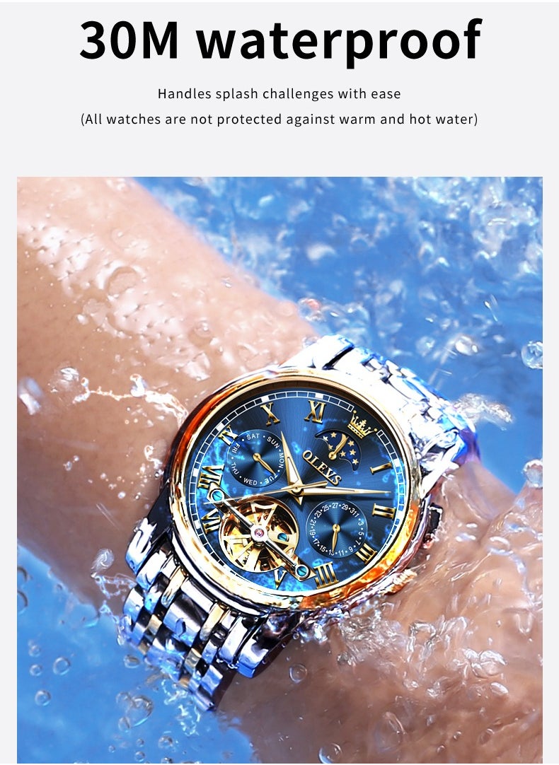 OLEVS OLEVS Watches Men Automatic,Self Winding Skeleton Watches for Men Tourbillon,Stainless Steel  - Image 4