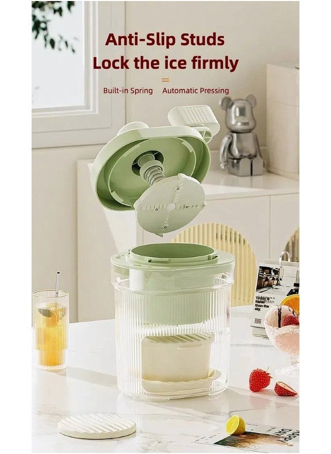 Manual Ice Cream Machine Ice Shaver Ice Crusher Machine– Kids Safe Ice Maker with 2 Bowls & 4 Plates  Green color kits Food Grade ABS