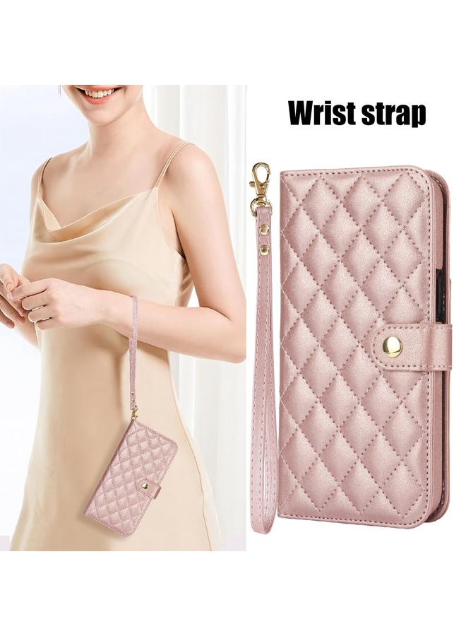 S-TOP Case For iPhone 16 Pro Crossbody Multifunction Rhombic Leather Phone Case - Image 2