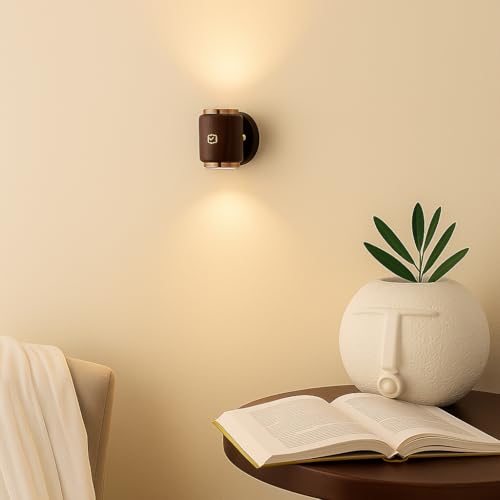 Green House Handmade Sheesham Wood Wall Light Lamp | 2 Way Light - UP/Down | 3W+3W Warm White LED | Modern Wooden Wall Sconce for Living Room, Bedroom, Staircase, Hallway Decor | Pack of 1 - Image 1