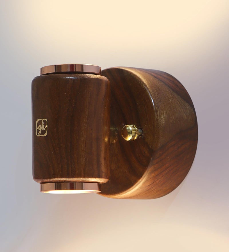 Green House Handmade Sheesham Wood Wall Light Lamp | 2 Way Light - UP/Down | 3W+3W Warm White LED | Modern Wooden Wall Sconce for Living Room, Bedroom, Staircase, Hallway Decor | Pack of 1 - Image 3