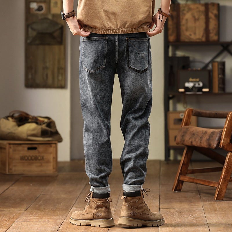 Winter Jeans Men'S Loose Straight Trendy Brand Fleece-Lined Casual Boys' Long Pants Style - Image 1