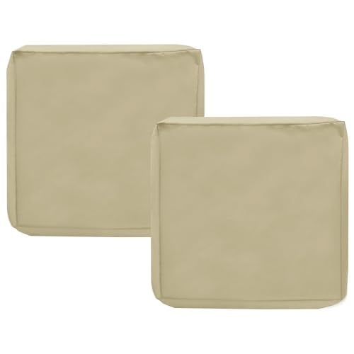 Sqodok Patio Cushion Covers 22x22 Waterproof Outdoor Cushion Covers Replacement 2Pack Patio Cushion Seat Slicovers with Ties, Pillow Covers for Chair,Tan - Image 1
