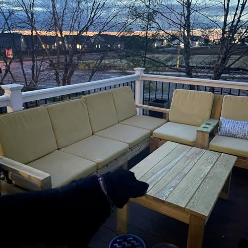 Sqodok Patio Cushion Covers 22x22 Waterproof Outdoor Cushion Covers Replacement 2Pack Patio Cushion Seat Slicovers with Ties, Pillow Covers for Chair,Tan - Image 3