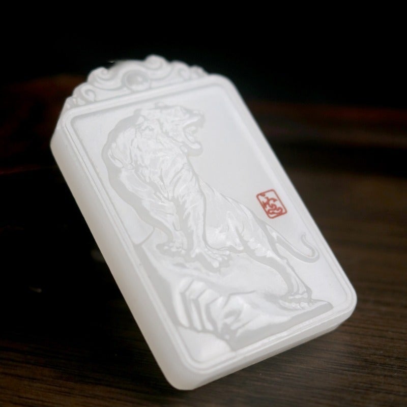 Qi Ta Wholesale Sheep Fat White Jade Peace Pendant - Natural Afghan Jade Hanging Ornament - Image 1