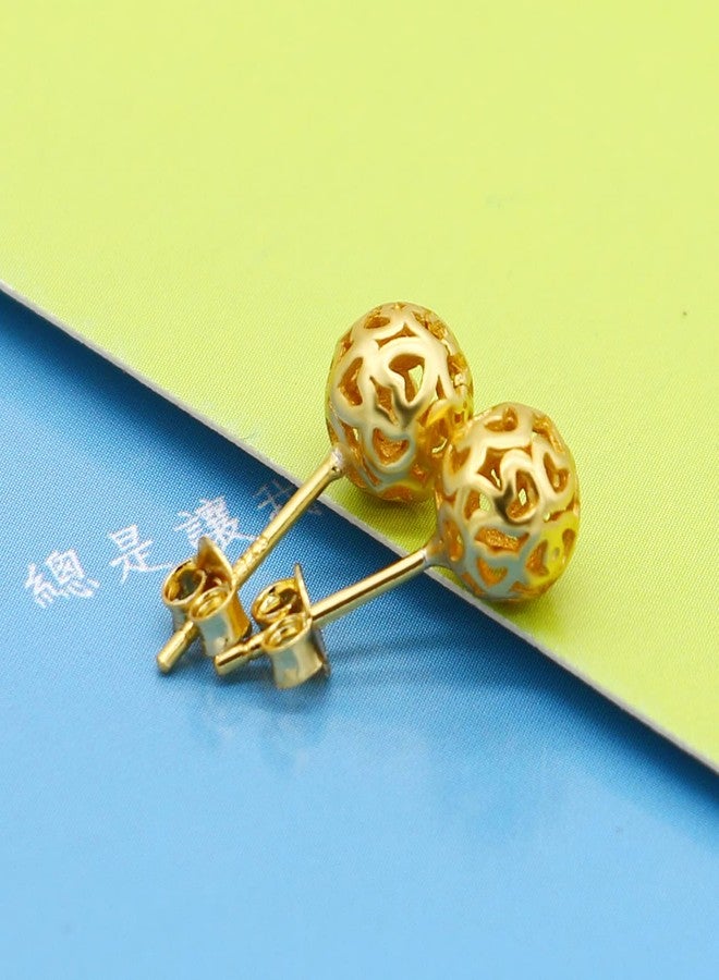 Dankadi 2019 New Bohemian Silver Earrings Women's Patterned Round Stud Earrings Non- Faded Size 7mm Birthday Present Gold - Image 5