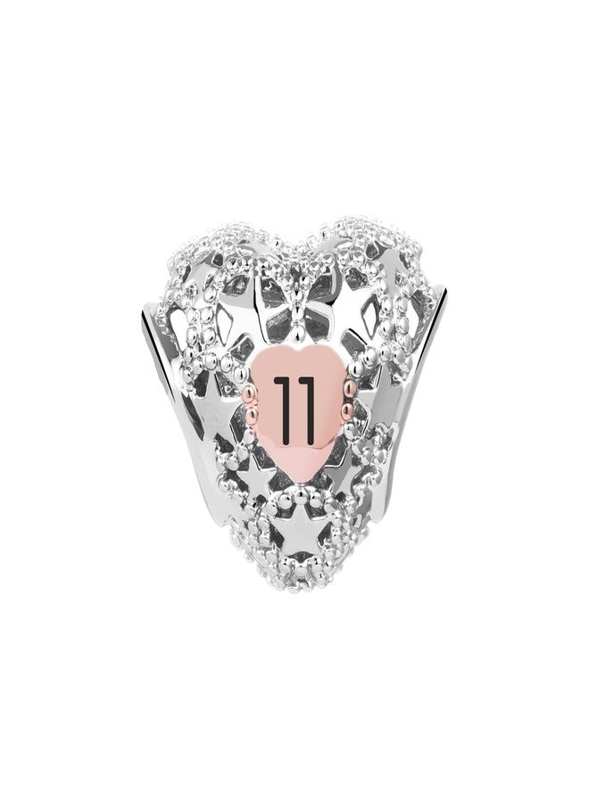 كون بيد مجموعة خرز كونبيد 11 بتصميم قلب ونجمة باللون الذهبي الوردي، متوافقة مع أساور باندورا، هدية مثالية للابنة، الحفيدة، الأخت، أو الصديقة المقربة. - Image 2