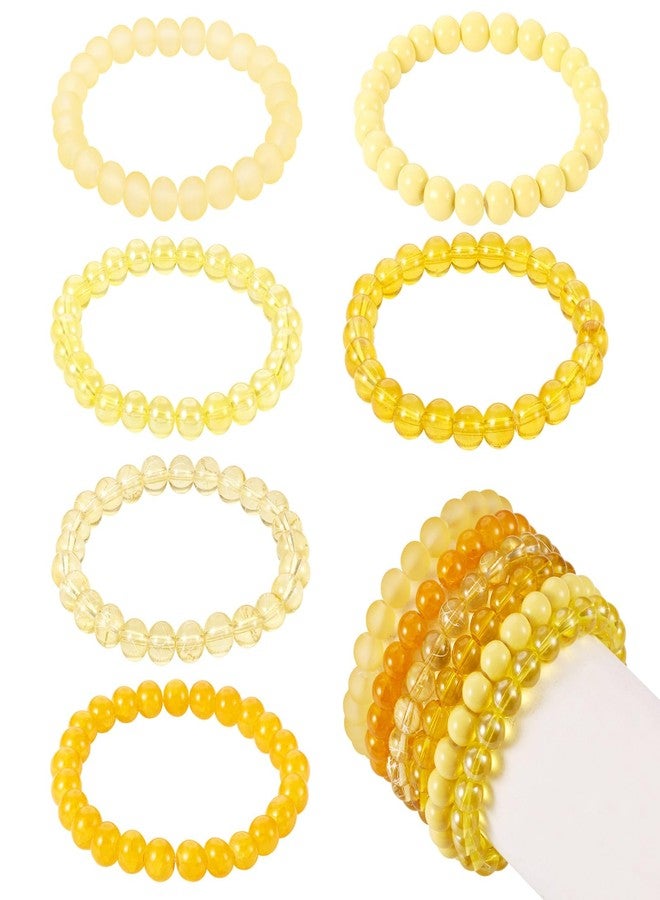 EEE ELECRELIVE Elecrelive 6Pcs Glass Bead Bracelets Yellow Glass Round Beaded Stretch Bracelet Sets 8mm Crystal Beaded Bracelets 6 Styles Layer Stacking Stretchy Bracelets for Women Jewelry - Image 1
