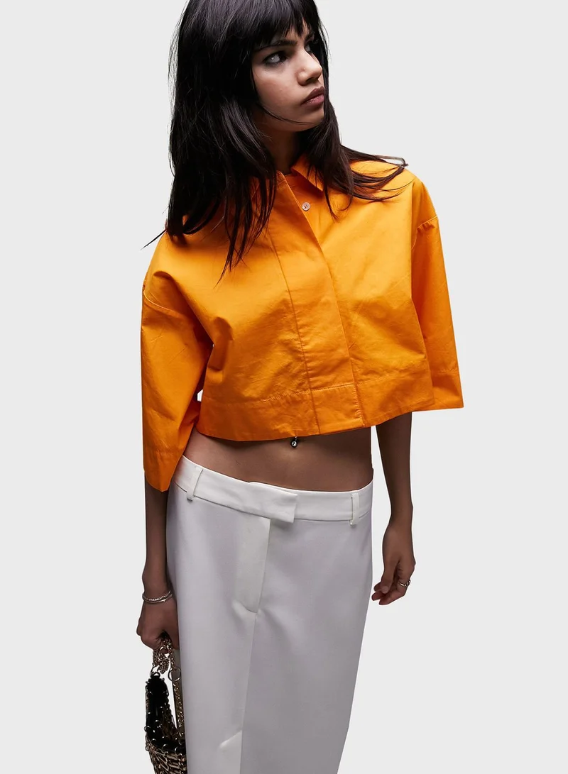 TOPSHOP Button Down Crop Shirt