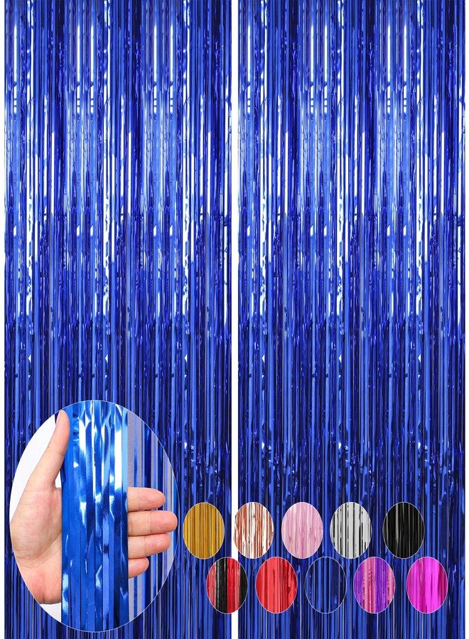 Profasion 2 Pack Blue Foil Fringe Curtains Streamers Party Decorations 3.3 x 8.2 ft, Blue Tinsel Curtain Fringe Backdrop for Parties, Door Fringe Birthday Streamers, Photo Booth Backdrops, Party Decor - Image 1