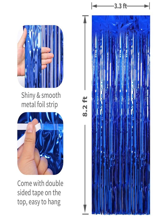 Profasion 2 Pack Blue Foil Fringe Curtains Streamers Party Decorations 3.3 x 8.2 ft, Blue Tinsel Curtain Fringe Backdrop for Parties, Door Fringe Birthday Streamers, Photo Booth Backdrops, Party Decor - Image 2