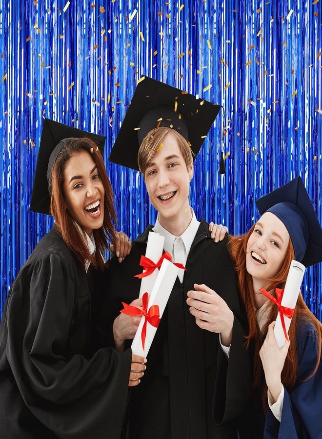 Profasion 2 Pack Blue Foil Fringe Curtains Streamers Party Decorations 3.3 x 8.2 ft, Blue Tinsel Curtain Fringe Backdrop for Parties, Door Fringe Birthday Streamers, Photo Booth Backdrops, Party Decor - Image 5