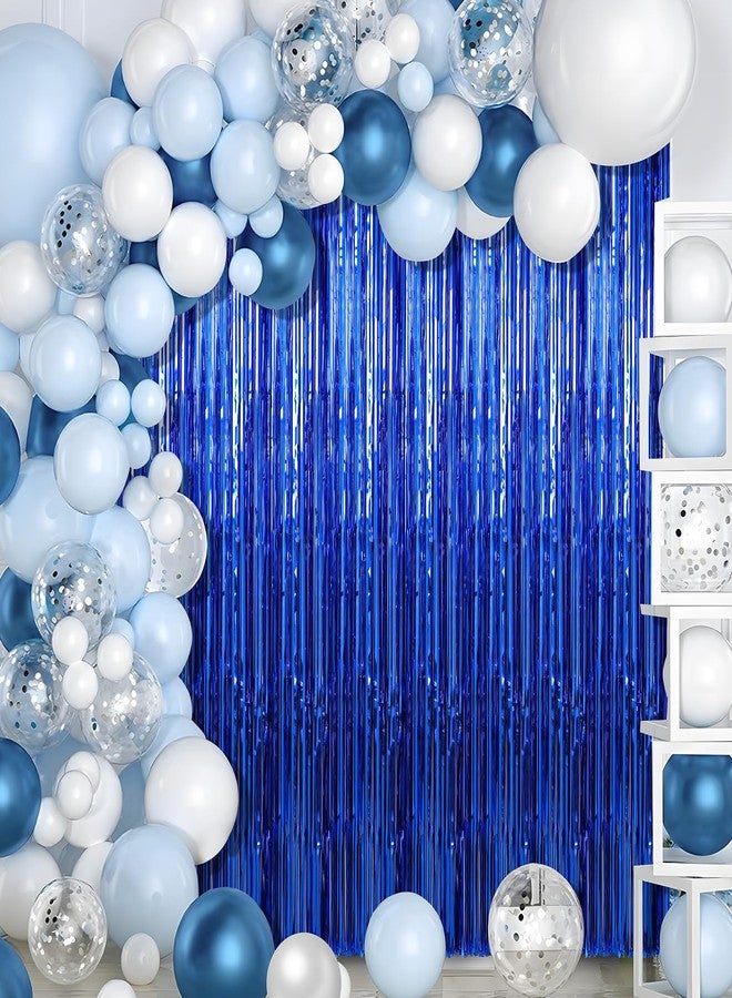 Profasion 2 Pack Blue Foil Fringe Curtains Streamers Party Decorations 3.3 x 8.2 ft, Blue Tinsel Curtain Fringe Backdrop for Parties, Door Fringe Birthday Streamers, Photo Booth Backdrops, Party Decor - Image 3