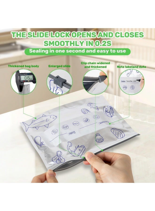 30PCS Reusable Aluminum Foil Storage Bags with Zip Lock, Resealable Stand Up Food Storage Pouches for Meat, Vegetables and Fruit (S/M/L) - Image 5