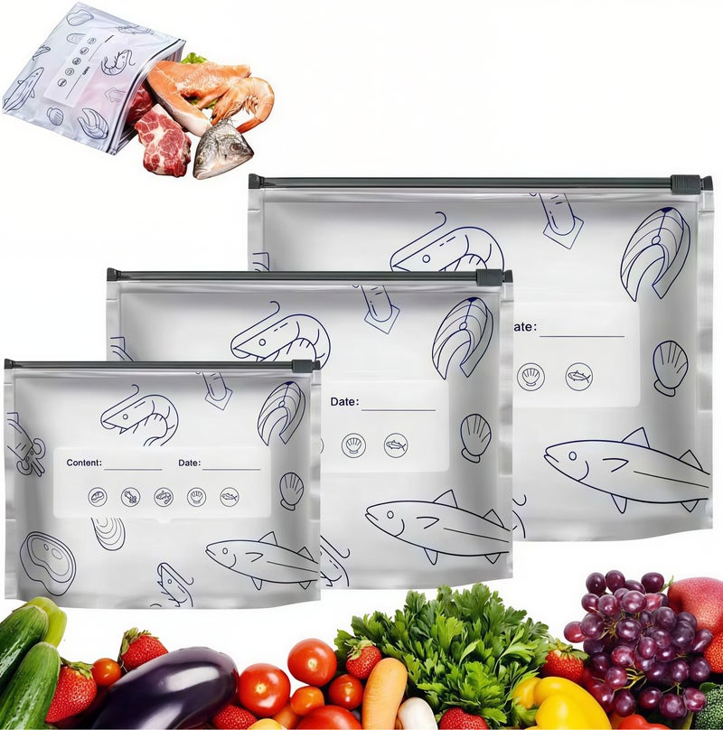 30PCS Reusable Aluminum Foil Storage Bags with Zip Lock, Resealable Stand Up Food Storage Pouches for Meat, Vegetables and Fruit (S/M/L) - Image 1