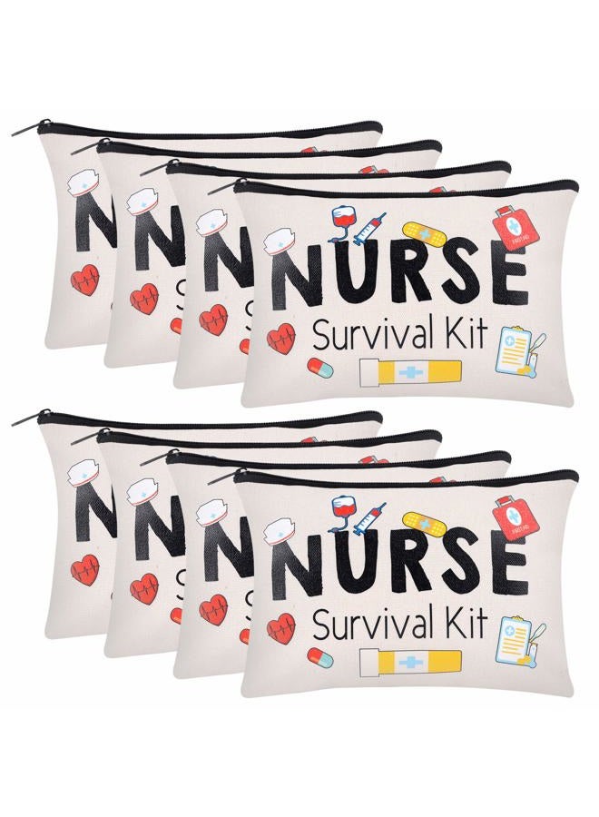 Kolewo4ever 8 Pieces Nurse Survival Kit Makeup Bags Funny Nurse Cosmetic Bag Nurse Practitioner Gifts Toiletry Bag For Nurse Practitioner Supplies - Image 1