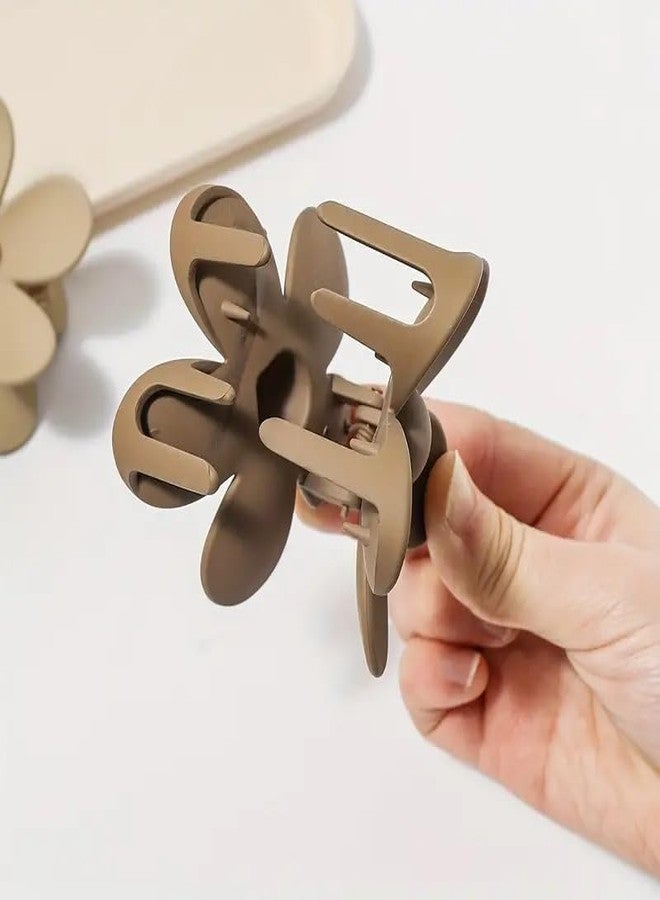 EPARTY 4 قطع من مشابك الشعر الزهرية غير اللامعة، إكسسوار يومي، إكسسوارات بلون موحد، مشابك شعر زهرية صغيرة للنساء والفتيات، إكسسوارات أنيقة، مشابك شعر بخمس بتلات بمقبض غير لامع. - Image 5