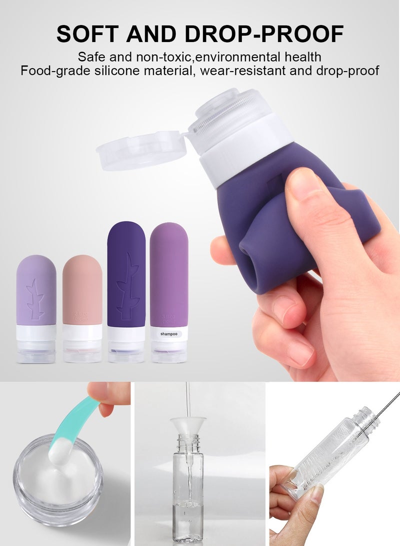 أوربازار عبوة من 18 زجاجة سفر لمستلزمات النظافة، برطمان حاويات سفر من السيليكون معتمدة من إدارة أمن النقل لمستلزمات النظافة، زجاجات شامبو وبلسم مانعة للتسرب وقابلة لإعادة التعبئة لمستلزمات السفر - Image 4