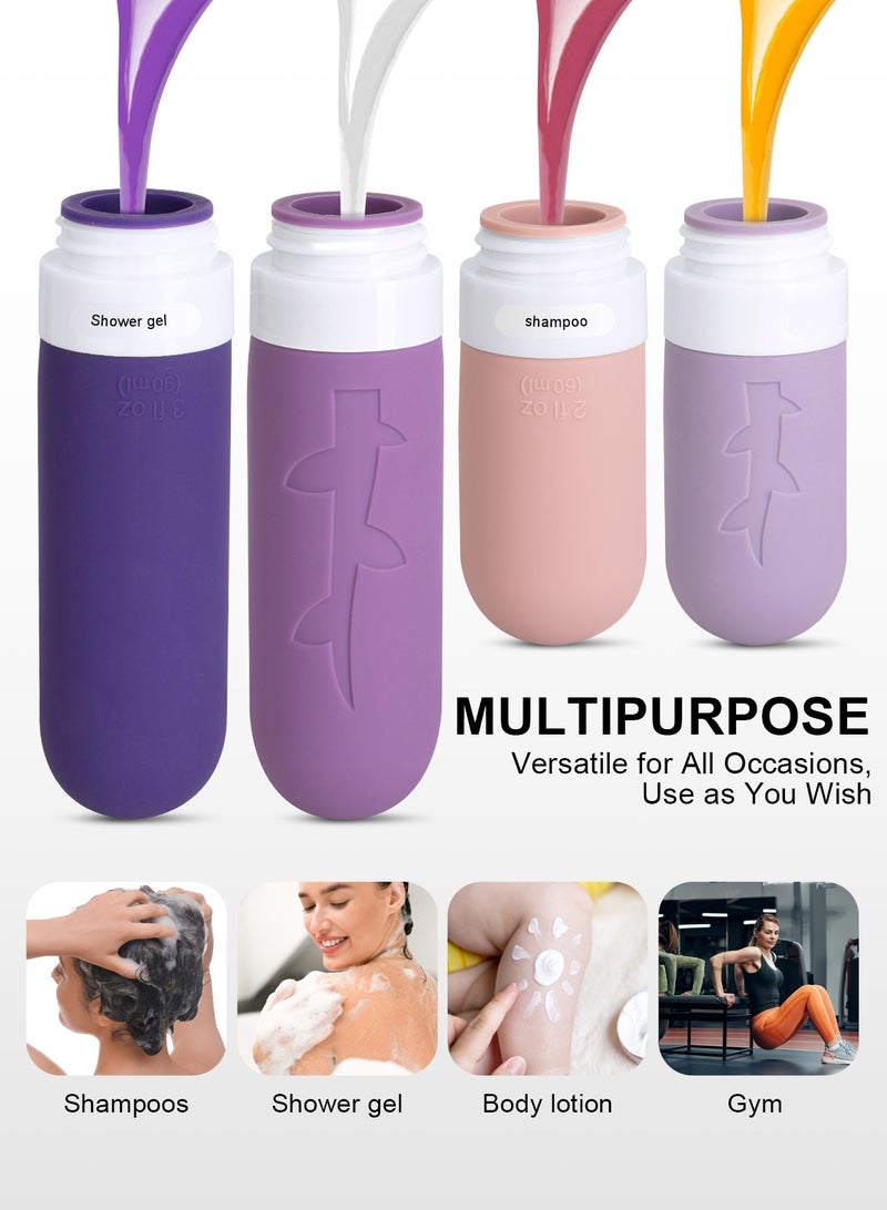 أوربازار عبوة من 18 زجاجة سفر لمستلزمات النظافة، برطمان حاويات سفر من السيليكون معتمدة من إدارة أمن النقل لمستلزمات النظافة، زجاجات شامبو وبلسم مانعة للتسرب وقابلة لإعادة التعبئة لمستلزمات السفر - Image 3