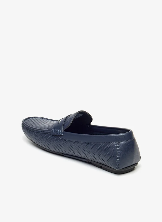 ال بي ال من شو اكسبرس Men's Textured Slip-On Moccasins