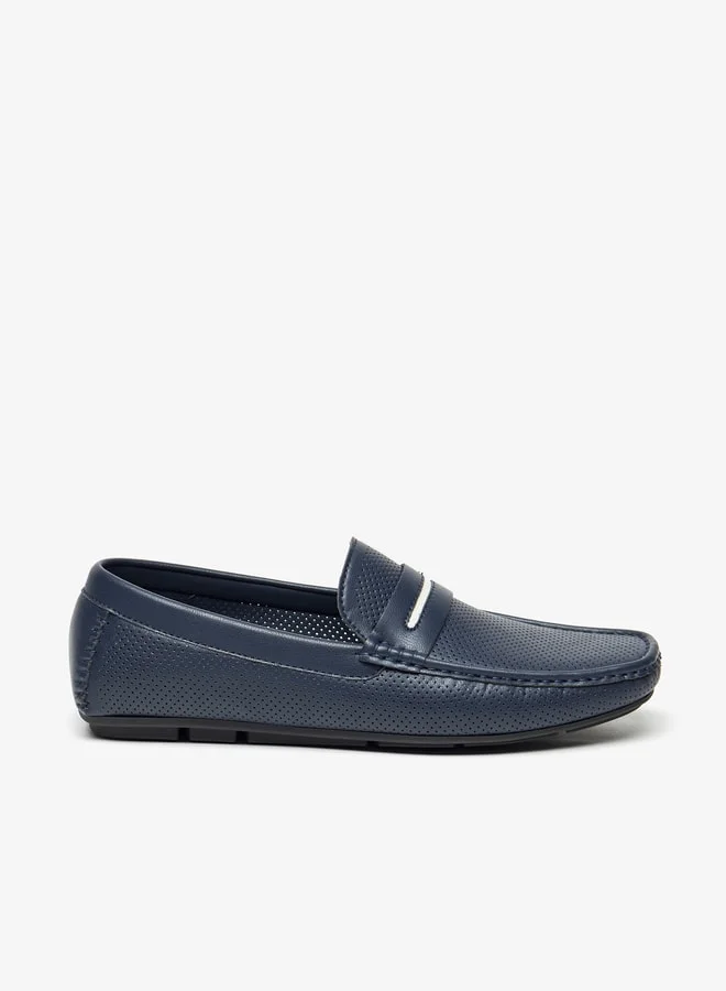 ال بي ال من شو اكسبرس Men's Textured Slip-On Moccasins