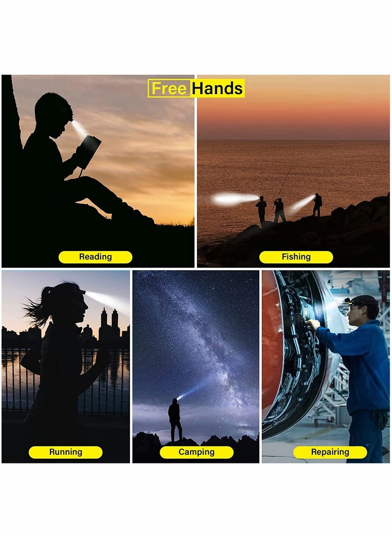 Headlamp Flashlight, 270° Wide Beam LED Headlamp 1000 Lumens Rechargeable Headlamp with 6 Modes&Motion Sensor IPX5 Waterproof Headlight for Camping Running Fishing, Hard Hat