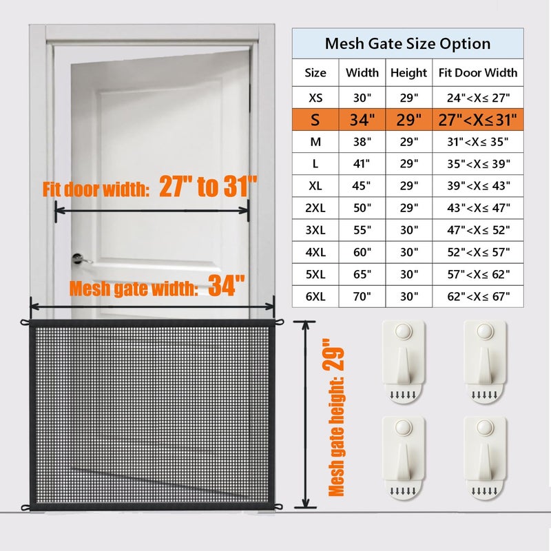 Cupount Dog Gate for Stairs Pet Gates for The House: Dog Gate Indoor Dogs Screen Mesh Gate for Doorways Stairways 29 inches Tall, 34 inch Wide, Fits Openings 28'' to 31'' Wide - Image 3