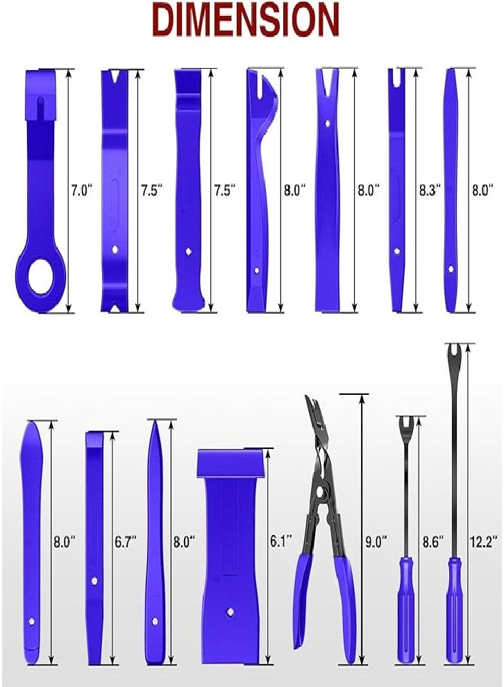 40pcs Trim Removal Tools, Car Terminal Removal Key Tool, Car Clamp Stereo Removal Tool, Car Interior Repair Pry Kit, Precision Hook and Pick Set, Wiring Threader, Car Film Scraper (Blue) - Image 2