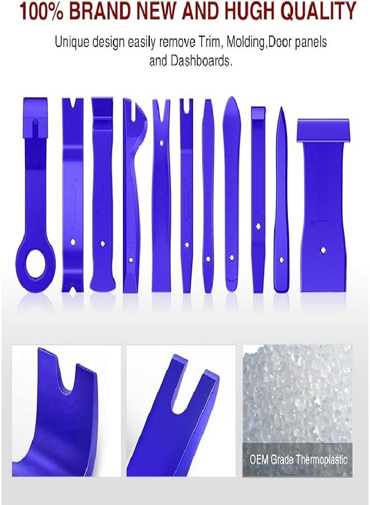 40pcs Trim Removal Tools, Car Terminal Removal Key Tool, Car Clamp Stereo Removal Tool, Car Interior Repair Pry Kit, Precision Hook and Pick Set, Wiring Threader, Car Film Scraper (Blue) - Image 4