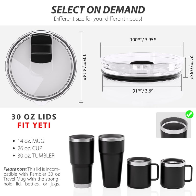 Celevista 30 Oz Tumbler Lid For Yeti  2 Pack Replacement Lids For Yeti 30Oz Tumbler  14 Oz Mug And 35 Oz Straw Mug  Spill Proof Coffee Cup Covers With Magnetic Slider  Gift  Bpa Free - Image 3