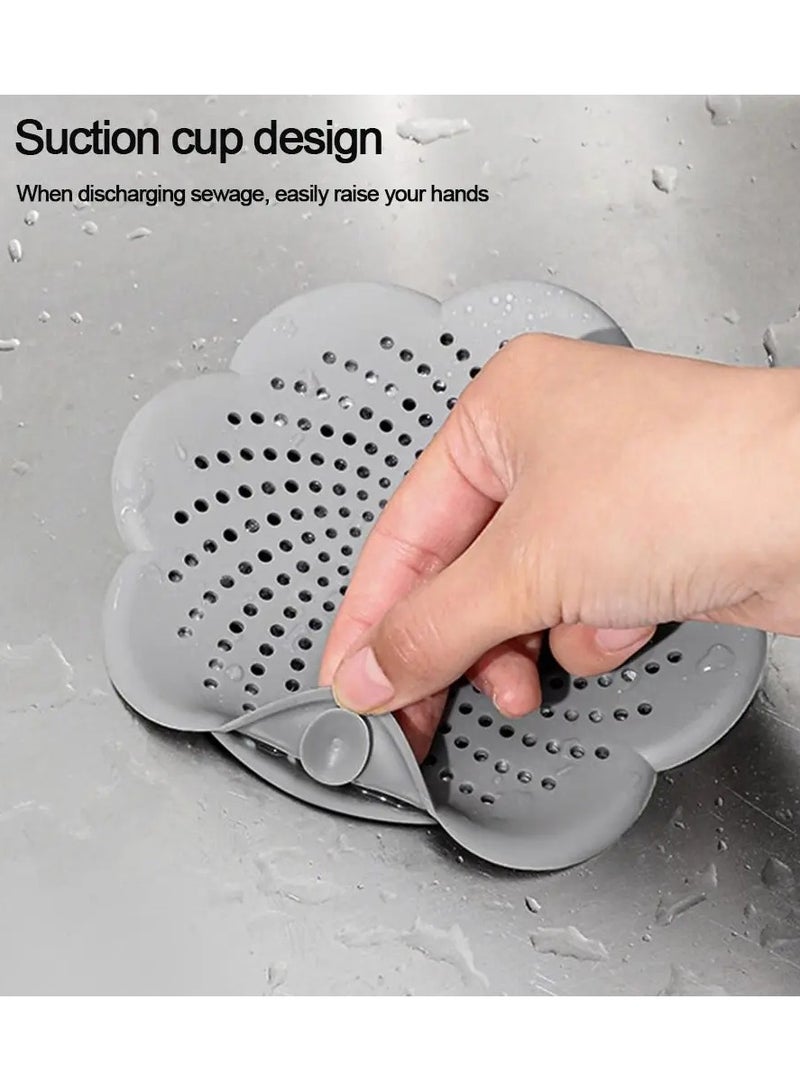 5 PCS Flower Shape Silicone Floor Drain Cover Mesh Sink Strainer Bathroom Stopper Anti-blocking Hair Clean Up Waste Catcher Kitchen Bathroom Accessory - Image 2