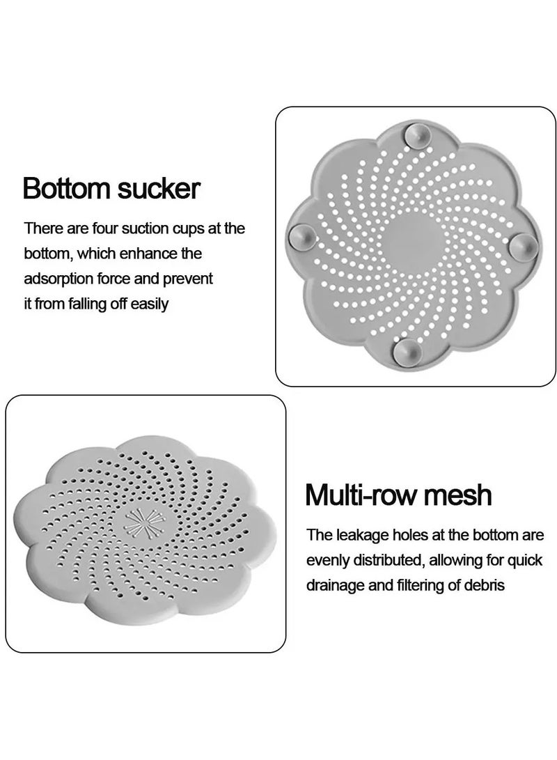 5 PCS Flower Shape Silicone Floor Drain Cover Mesh Sink Strainer Bathroom Stopper Anti-blocking Hair Clean Up Waste Catcher Kitchen Bathroom Accessory - Image 4