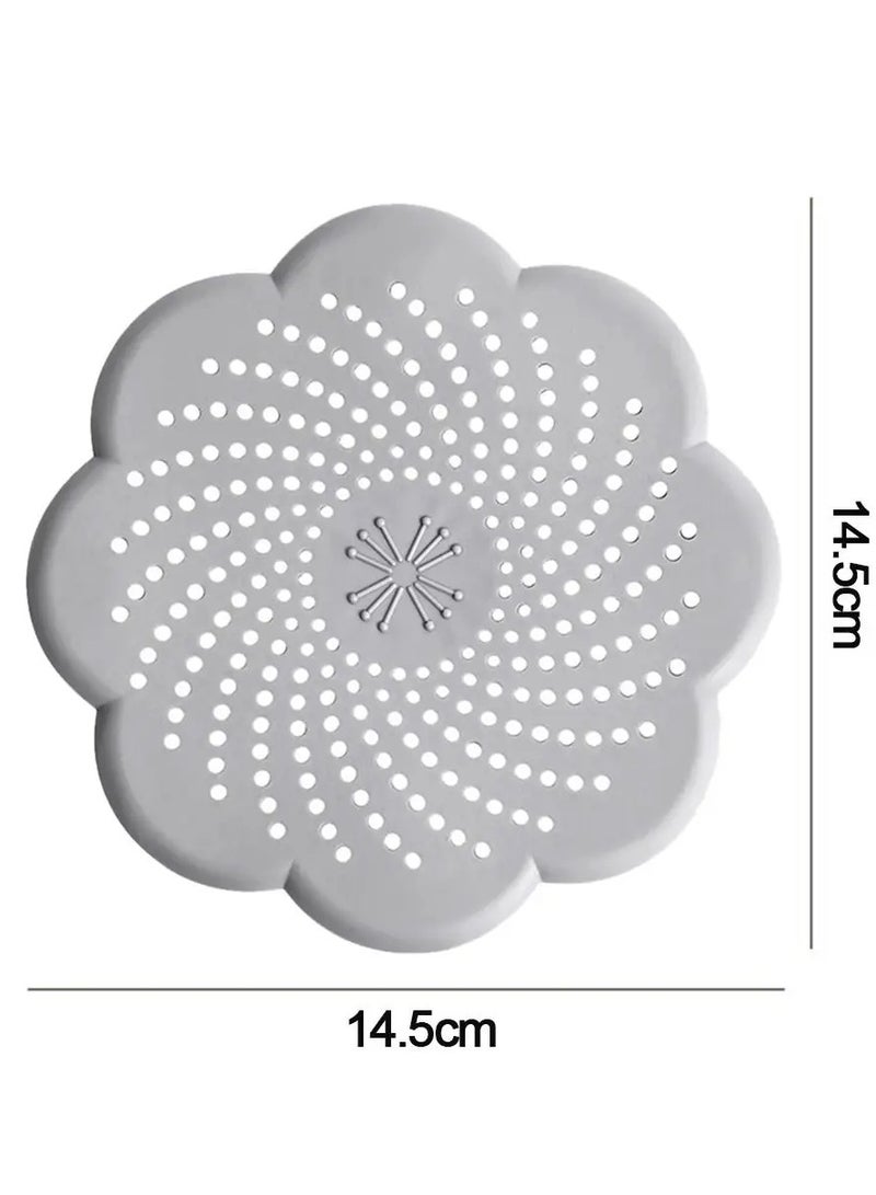 5 PCS Flower Shape Silicone Floor Drain Cover Mesh Sink Strainer Bathroom Stopper Anti-blocking Hair Clean Up Waste Catcher Kitchen Bathroom Accessory - Image 5