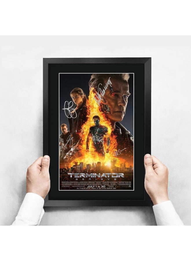 HWC Trading HWC Trading Terminator 4 Genisys Schwarzenegger 16 x 12 inch Framed Gifts Printed Poster Signed Autograph Picture for Movie Memorabilia Fans - 16" x 12" Framed  - Image 3