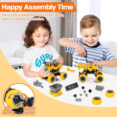 LUDILO 4PCS Take Apart Toys for 4 Year Old Boys Construction Toys with Electric Drill DIY Assembly Building Stem Toys Trucks Gifts for 3 4 5 6 7 8 Year Old Boys Girls Kids Learning Educational Toys - Image 3