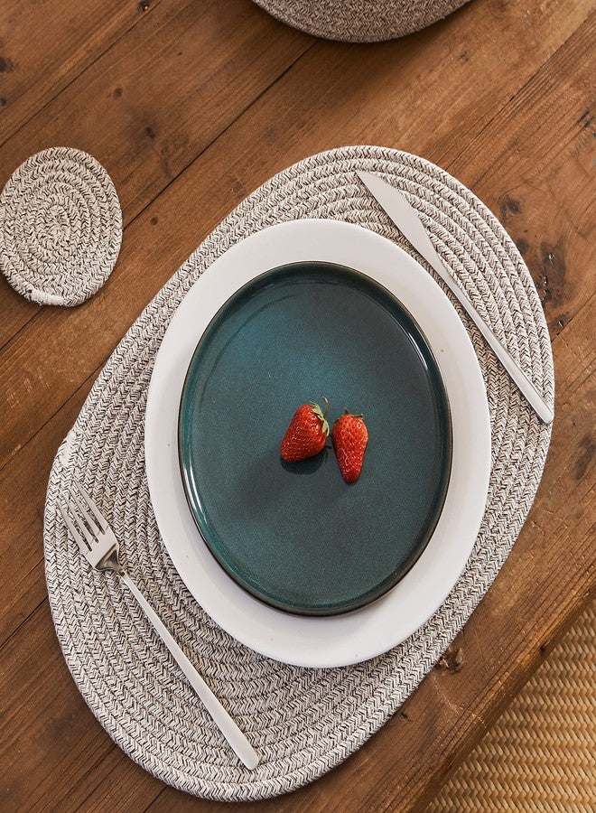 ART pinecone Placemats Set of 6 Oval - Woven Boho Farmhouse Table Mats for Dining Table for 6, Kitchen Decor, Washable and Handmade Rustic Table Accessories (Oval Plus, Taupe Mix) - Image 4