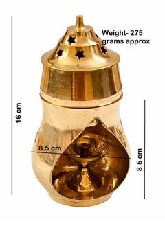 KRIWIN® Brass Camphor Aroma Incense Burner Lamp Aroma Lamp Oil Burner Oil Diffuser with Diya (8.5cm x 8.5cm x 16cm) - pzsku/Z96BC639EE4C2387775F8Z/45/_/1740118421/607b816d-474c-463c-84ec-b91e909a3165