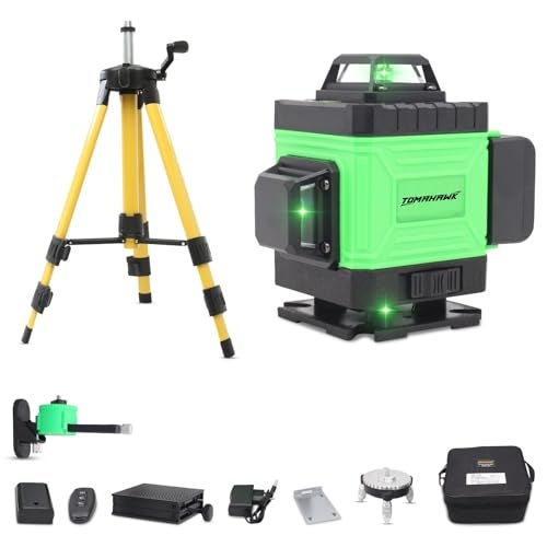 TOMAHAWK® BMT-1666 16 Lines Green Laser Level Pro, 4x360° 4D Green Cross Line Professional Laser for Construction, Two 360° Vertical/Horizontal Level Pulse Mode | 1 Mtr Tripod | - Image 1