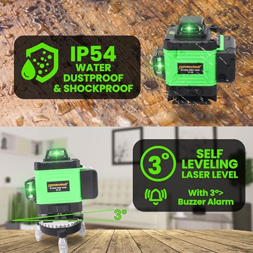 TOMAHAWK® BMT-1666 16 Lines Green Laser Level Pro, 4x360° 4D Green Cross Line Professional Laser for Construction, Two 360° Vertical/Horizontal Level Pulse Mode | 1 Mtr Tripod | - Image 3