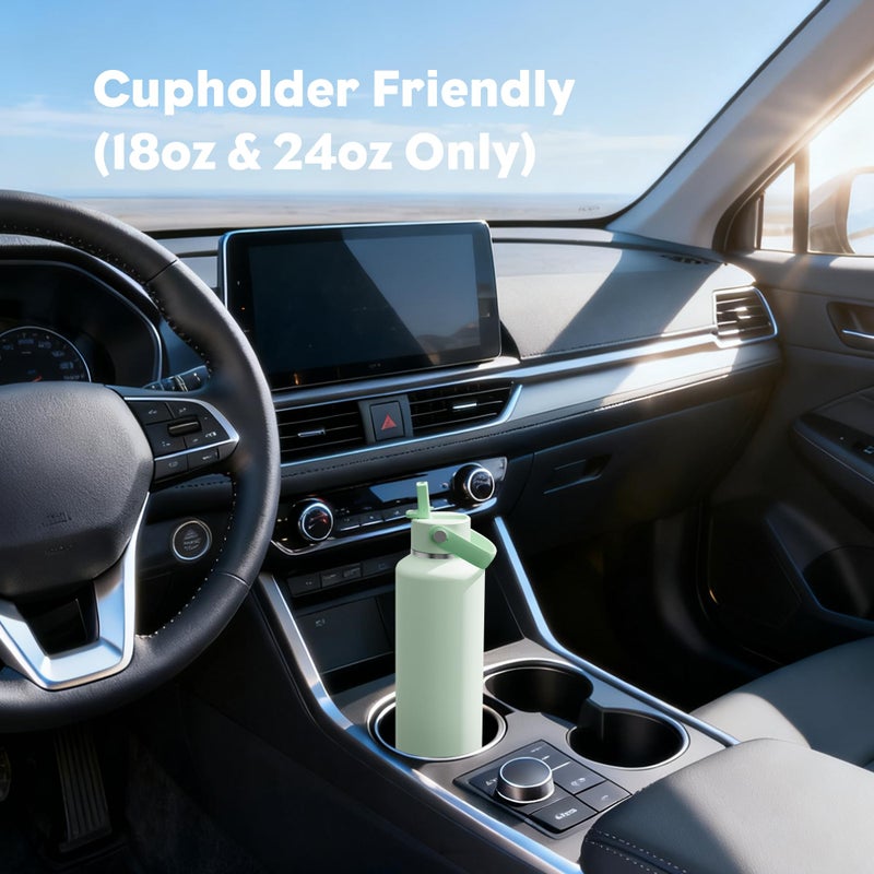 POWCAN 24 oz Double Walled Insulated Water Bottle with Straw: Leakproof, Cup Holder Friendly, BPA-free, Top Handle, Stainless Steel Water Bottle for Adult, Student, Nurse, Commuter, Bag (Mint Dew) - Image 5