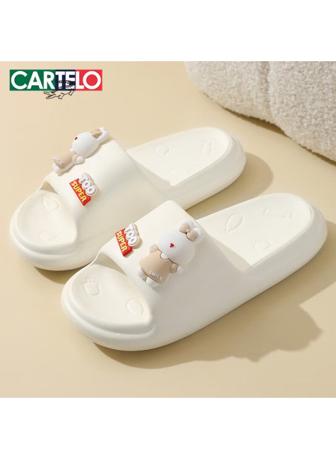كارتيلو Cartelo خف نسائي مع إحساس الخطو، خف مريح للارتداء الخارجي، الاستخدام المنزلي، الاستحمام، خف One-word 1479 أبيض 38-39 - Image 1